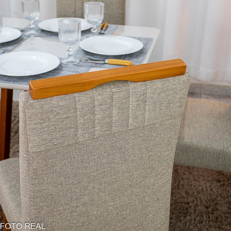 Mesa de Jantar Bali 90×90 Vidro Off/Base Madeira + 4 Cad. Atlanta Linho Bege Cru Madeira Minas Plac - Entregue Montada - Imagem 10