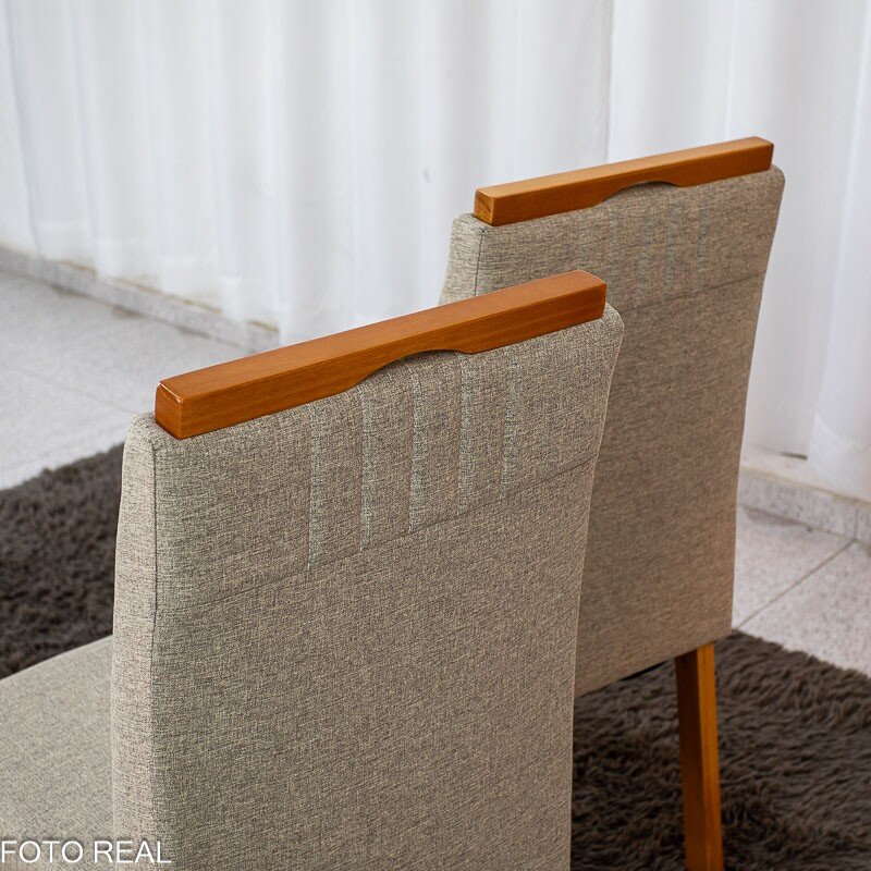 Mesa de Jantar Bali 90×90 Vidro Off/Base Madeira + 4 Cad. Atlanta Linho Bege Cru Madeira Minas Plac - Entregue Montada - Imagem 24