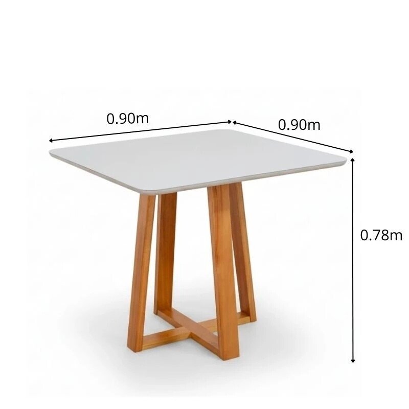 Mesa de Jantar Bali 90x90 Vidro Off/Base Madeira - Minas Plac + 4 Cad. Lisboa Veludo Marrom 509 Madeira Art Assento - Entregue Montada - Imagem 20