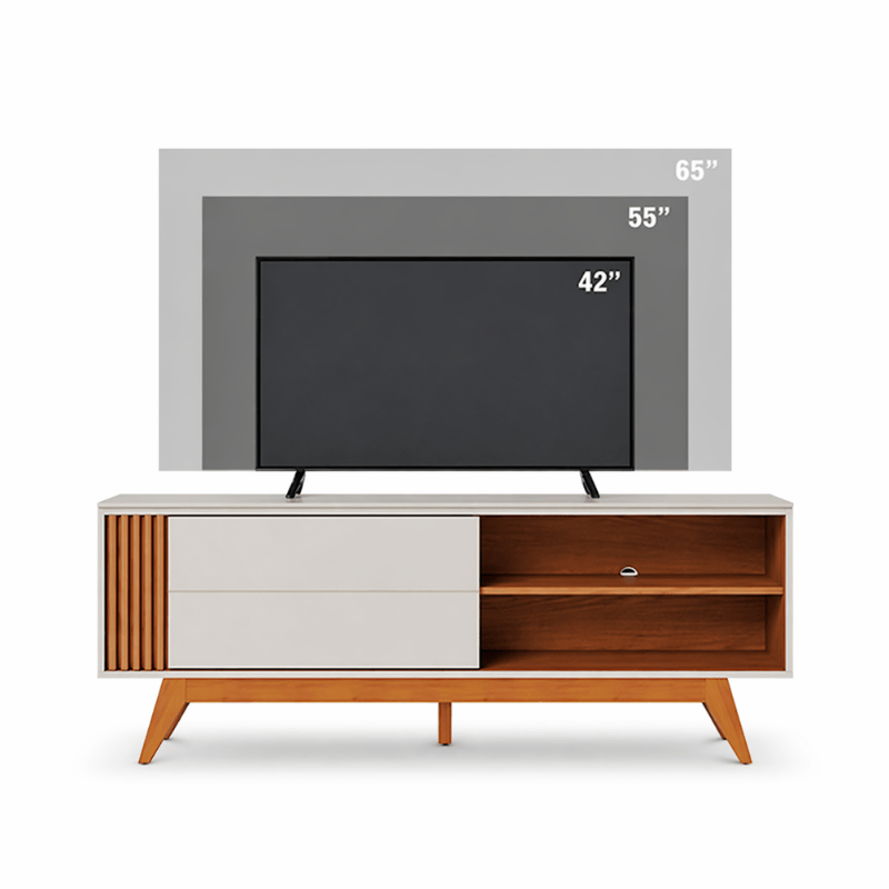 Rack Bancada Otawa Larg. 1.60m Off/Freijó para TV até 65" - Colibri - Imagem 4