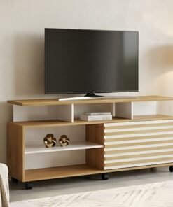 Rack Bancada Star Larg. 1.50m Cinamomo/Off Para TV's até 55 Polegadas - Valdemóveis