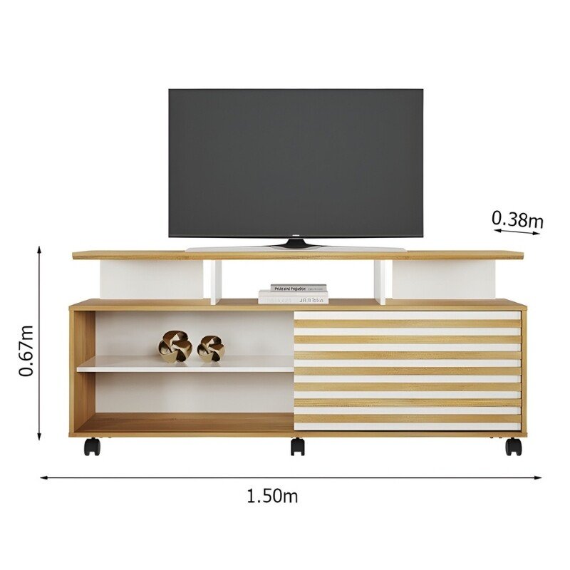 Rack Bancada Star Larg. 1.50m Cinamomo/Off Para TV's até 55 Polegadas - Valdemóveis - Imagem 6