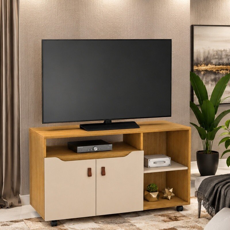 Rack Seleto Candian Larg. 1.21m Cinamomo/Off para TV até 49" - JCM - Imagem 6