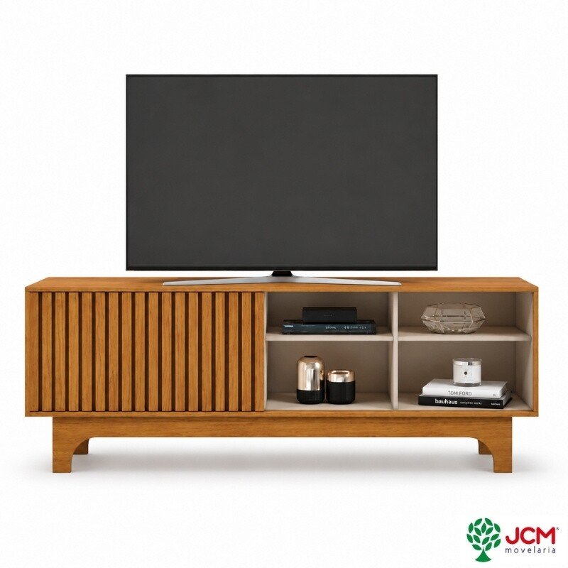 Rack Sereno 1.68m Cinamomo/Off C/Porta Ripada para TV até 70" - JCM